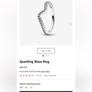 Pandora silver sparkle wave ring